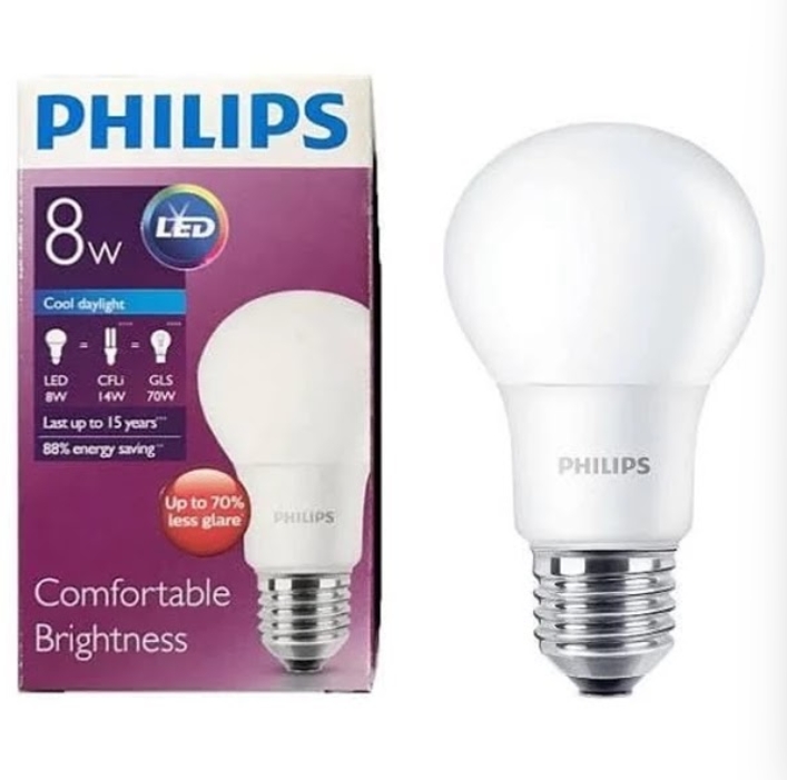 Menyala Dengan Terang Karena Ada Lampu LED Bohlam Phillips 8 Watt Putih/Kuning